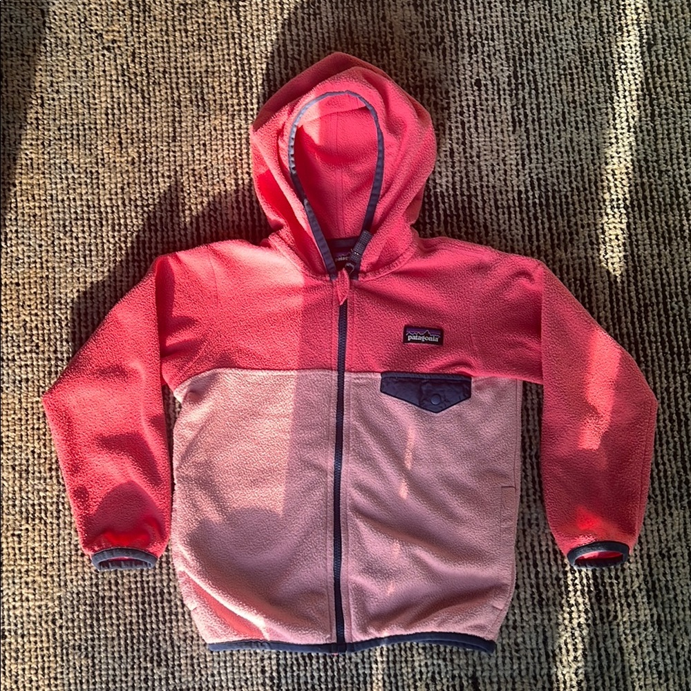 Patagonia Kids' Pink Colorblock Fleece Hoodie